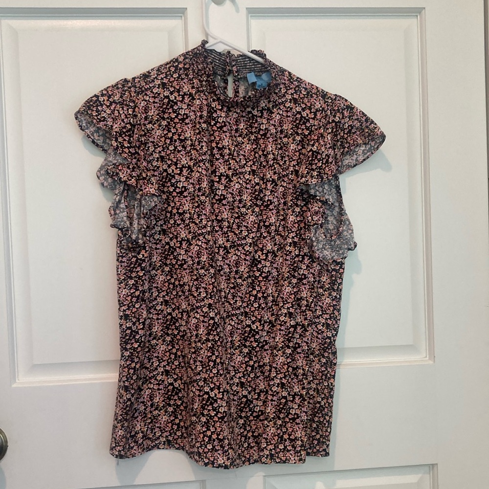 Cece floral ruffle top